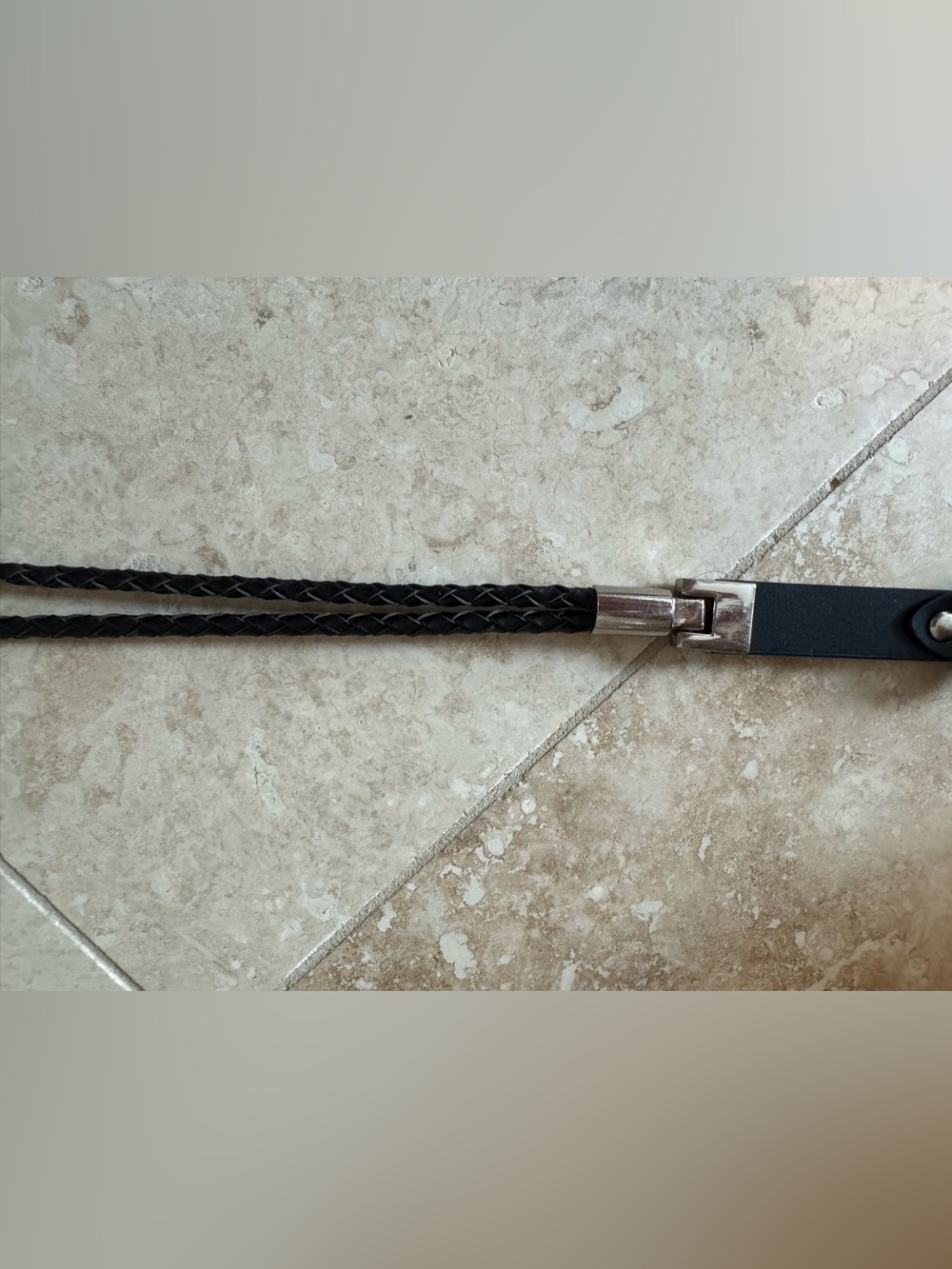 Steve Madden Braided Leather Belt with Silver Buckle - Black - Picture 5 of 6